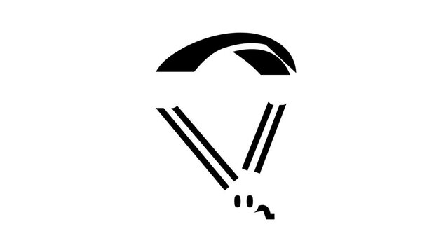 paragliding extreme sport glyph icon animation