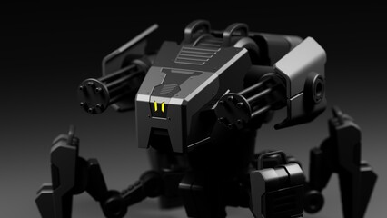 3D illustration of robots in the future.