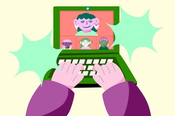 with friends by videoconference