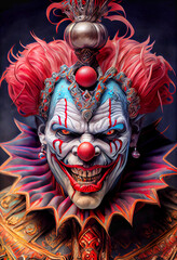 Midjourney abstract render of an evil clown