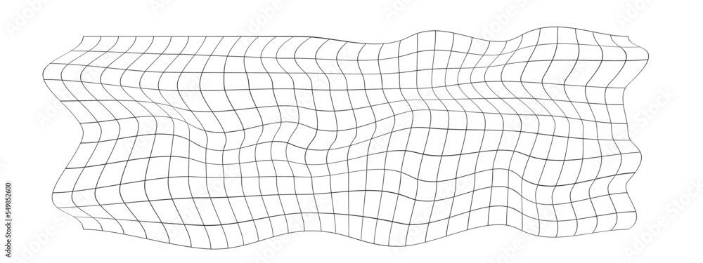 Wall mural mesh warp texture. distorted grid. rectangle net with deformation. checkered pattern with optic illu