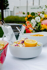 Sunday BBQ Coleslaw with Lemon Garnish