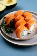 classic philadelphia sushi roll on a plate