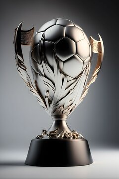 Vertical shot of a fancy trophy football