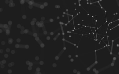 Abstract background. Molecules technology with polygonal shapes, connecting dots and lines. Connection structure. Big data visualization.