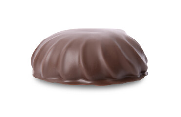 Delicious chocolate covered marshmallow isolated on white