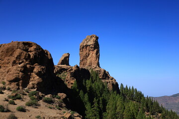 Fototapeta na wymiar The Roque Nublo is a volcanic rock on the island of Gran Canaria, Canary Islands