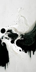 Abstract black and white oil painting - perfect for background or wallpaper