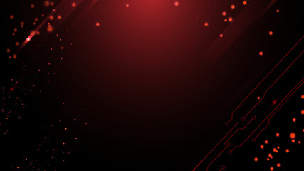 Red Technology Diagonal Lines and red particles background. red and black technology background
