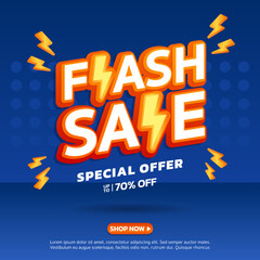 Flash Sale! Shopping day. Special offer Mega sale 70% off. Banner background vector illustration