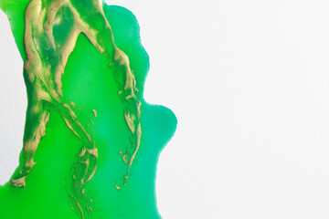 Beautiful abstract ink painting on white canvas, top view. Space for text