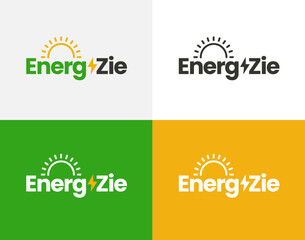 Set of logos for solar energy services.