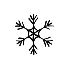 snowflake doodle icon, vector hand drawn illustration