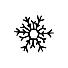 snowflake doodle icon, vector hand drawn illustration