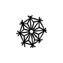 snowflake doodle icon, vector hand drawn illustration