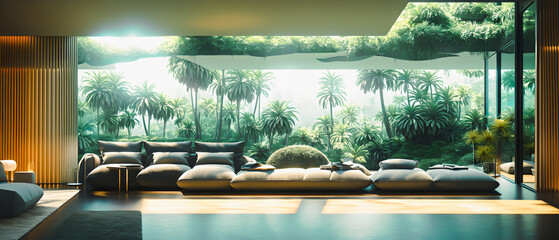 Artistic concept painting of a beautiful cozy meditation interior, background illustration.
