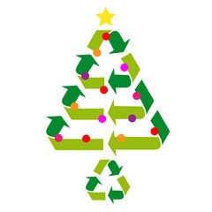 Christmas tree with green recycling signs, simple, modern design for eco-friendly cards, tags, labels, illustration over a transparent background, PNG image
- 549858459