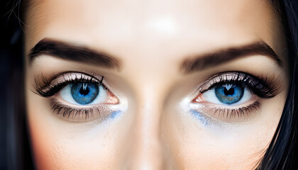 Fototapeta premium Artistic concept illustration of an closeup blue eye, background illustration.