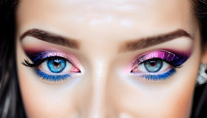 Obraz premium Artistic concept illustration of an closeup blue eye, background illustration.