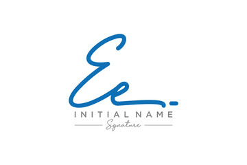 Initial EE signature logo template vector. Hand drawn Calligraphy lettering Vector illustration.