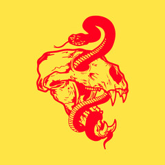 vector illustration of skull and snake