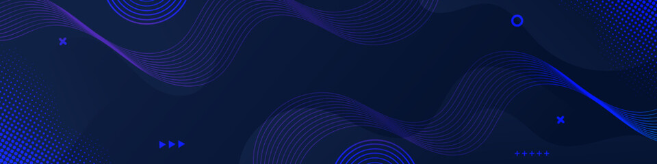 Abstract Dark Blue Fluid Banner Template. Modern background design. gradient color. Dynamic Waves. Liquid shapes composition. Fit for banners