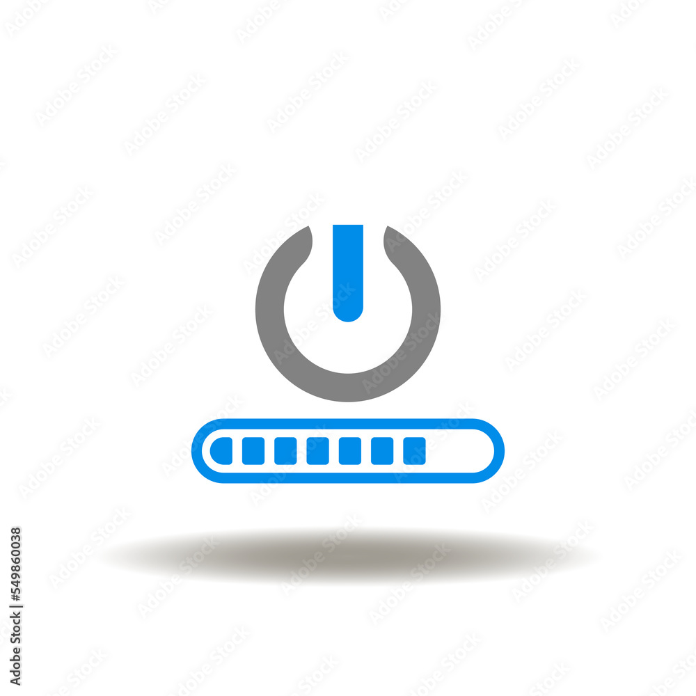 Aufkleber vector illustration of power button and loading progress bar. icon of downloading. symbol of new yea