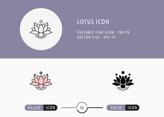 Lotus Icon Isolated on White Background. Mind Meditation Yoga Thin Line Symbol Stock Vector Illustration For Mobile App And Web Design.