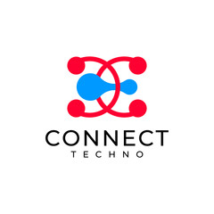 Connection technology logo vector icon illustration