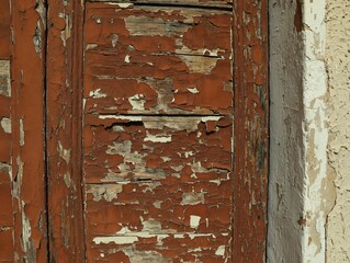 Old door with shabby paint outdoors, closeup