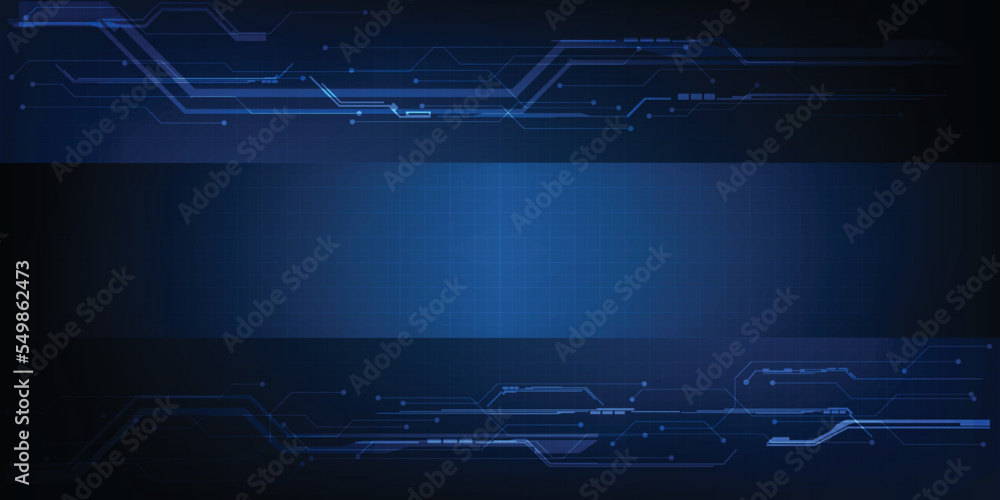 Aufkleber vector illustrations of futuristic blue hi-tech element with grid line and circuit for advertising l