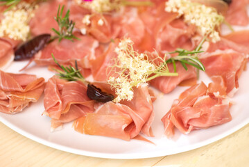 Gourmet food, snacks and finger food appetizers from different cuisines
