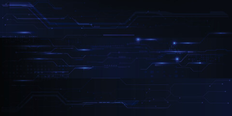 Vector illustrations of Horizon digital space with tech circuit patterns abstract blue futuristic technology.Future tech design concepts. 
