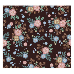 Wildflowers floral pattern on dark background vector illustration
