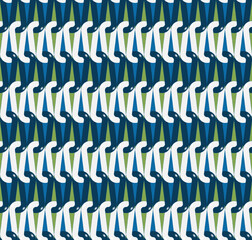 Seamless, Vector Stylized Image of Interlacing Blue and White Loops Forming a Repeating Pattern. Can Be Used in Design and Textiles