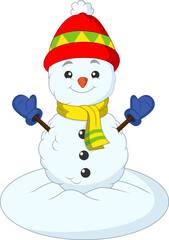 Cartoon snowman on white background