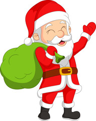 Cartoon santa claus carrying a bag