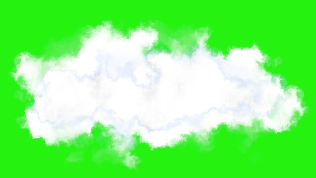 Animation of dynamic white clouds moving on a green screen