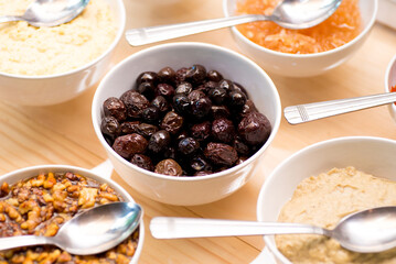 Gourmet food, snacks and finger food appetizers from different cuisines