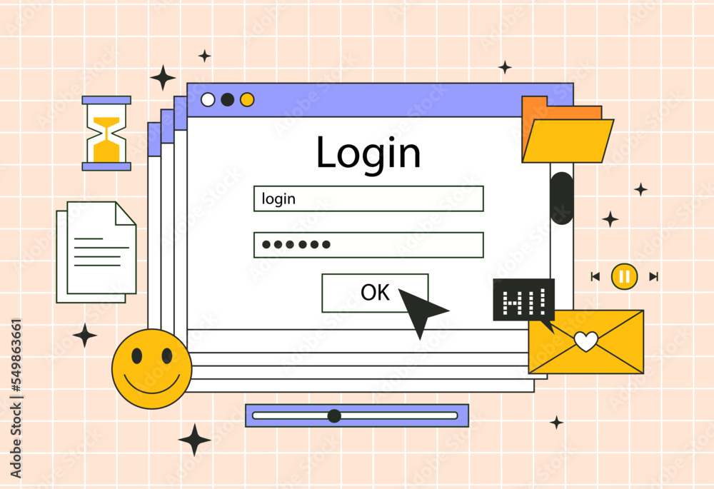 Poster computer window set