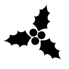 Vector flat Christmas holly berry silhouette isolated on white background