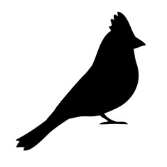 Vector flat hand drawn red cardinal bird silhouette isolated on white background