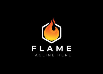 Fire Flame Logo design vector template drop silhouette. Creative Droplet Burn Elegant Bonfire Logotype Fire Logo concept icon.