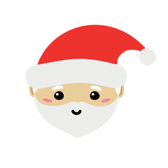 Vector flat Christmas Santa Claus face isolated on white background