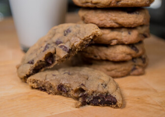 Close Up of Chocolate Chip Cookie Broken