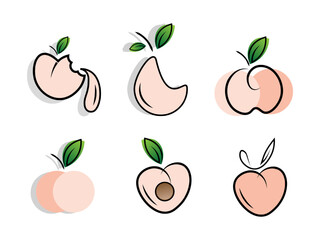 Peach simple logo bundle set vector