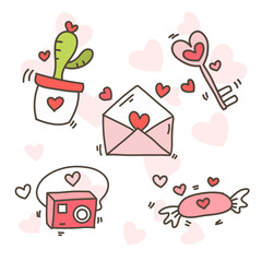 Valentines day illustration with doodle style illustration for valentines day for sticker