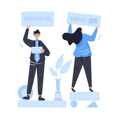 Corporate business contact mail access information flat illustration