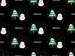 Snow cartoon character seamless pattern on black background