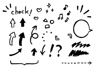 手描き風　ガーリーな矢印や吹き出しなどのあしらいセット